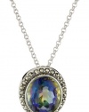 Judith Jack Moorea Sterling Silver, Marcasite and Mystic Quartz Drop Pendant Necklace