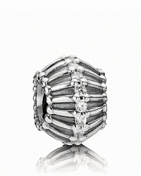 This dramatic sterling silver PANDORA charm is laced with sparkling cubic zirconia stones. This dramatic sterling silver PANDORA charm is laced with sparkling cubic zirconia stones.