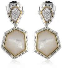 Kara Ross Nugget Mother-Of-Pearl and White Sapphires Double Drop Earrings Kara Ross Nugget Mother-Of-Pearl and White Sapphires Double Drop Earrings