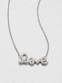 Dazzling diamonds set in sleek 14k white gold on a link chain. Diamonds, .11 tcw14k white goldLength, about 16Pendant size, about .66Spring ring closureImported Dazzling diamonds set in sleek 14k white gold on a link chain. Diamonds, .11 tcw14k white goldLength, about 16Pendant size, about .66Spring ring closureImported