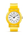 A simple deign based on vintage style, this round faced watch from Timex is updated with modern features and a yellow strap.