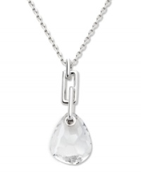A rectangular structural detail on Swarovski's Mini Parallele necklace offsets a teardrop-shaped crystal. The result: hard edges juxtaposed with soft curves, creating a chic contrast. Crafted in silver tone mixed metal. Approximate length: 15 inches + 2-inch extender. Approximate drop: 1 inch. A rectangular structural detail on Swarovski's Mini Parallele necklace offsets a teardrop-shaped crystal. The result: hard edges juxtaposed with soft curves, creating a chic contrast. Crafted in silver tone mixed metal. Approximate length: 15 inches + 2-inch extender. Approximate drop: 1 inch.