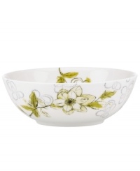 Artsy florals and funky dot designs collide on the eclectic and dreamy Watercolors Citrus bowl from Lenox Simply Fine. A sleek silhouette and sophisticated palette of gray, white and olive create a fresh, modern look for casual meals. (Clearance) Artsy florals and funky dot designs collide on the eclectic and dreamy Watercolors Citrus bowl from Lenox Simply Fine. A sleek silhouette and sophisticated palette of gray, white and olive create a fresh, modern look for casual meals. (Clearance)