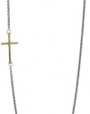 Mizuki 14k Side Cross Necklace On Sterling Silver Chain, 16