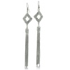 Way Cool 70's Inspired Diamond Shape Rhinestone Black Rhodium Fringe Fashion Earrings, 5 Inches Long