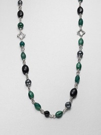 From the Bijoux Collection. A beautiful mix of semi-precious beads and sterling silver links in a long and elegant design. Malachite, green onyx, black onyx and hematiteSterling silverLength, about 36Toggle closureImported From the Bijoux Collection. A beautiful mix of semi-precious beads and sterling silver links in a long and elegant design. Malachite, green onyx, black onyx and hematiteSterling silverLength, about 36Toggle closureImported