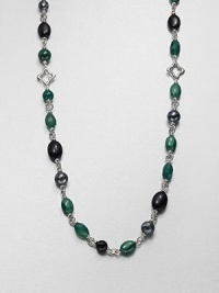 From the Bijoux Collection. A beautiful mix of semi-precious beads and sterling silver links in a long and elegant design. Malachite, green onyx, black onyx and hematiteSterling silverLength, about 36Toggle closureImported 