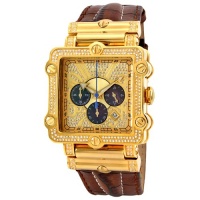 JBW Men's JB-6215-238-A Phantom Brown Diamond And Gold Bezel Leather Band Watch JBW Men's JB-6215-238-A Phantom Brown Diamond And Gold Bezel Leather Band Watch