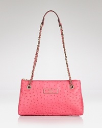 This ostrich-embsossed DKNY shoulder bag swings from a glinting chainmail strap. A compact shape adds chic appeal, while a zip closure and interior zip pocket add ease of use. This ostrich-embsossed DKNY shoulder bag swings from a glinting chainmail strap. A compact shape adds chic appeal, while a zip closure and interior zip pocket add ease of use.