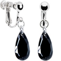 Handcrafted Black Cubic Zirconia Mini Teardrop Clip Earrings Handcrafted Black Cubic Zirconia Mini Teardrop Clip Earrings