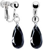 Handcrafted Black Cubic Zirconia Mini Teardrop Clip Earrings