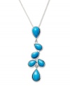 On trend in turquoise. This stylish pendant features a delicate array of pear-cut turquoise (3-8 mm) strung from a sterling silver chain and setting. Approximate length: 18 inches. Approximate drop: 1-1/2 inches.