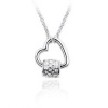 Keep Me in Your Heart Interlocking Heart and Ring White Crystal Pendant Necklace Fashion Jewelry