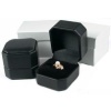 2 Black Leather Ring Jewelry Gift Boxes Displays