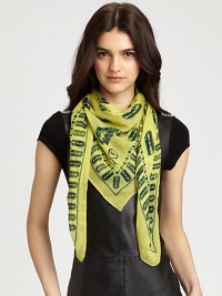 Printed rows of razor blades make the cut on this ultra-soft, ultra-fashionable design.RayonAbout 45 X 46Dry cleanImported Printed rows of razor blades make the cut on this ultra-soft, ultra-fashionable design.RayonAbout 45 X 46Dry cleanImported
