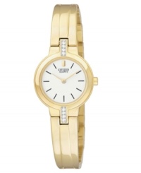 Clean lines allow the Swarovski elements shine on this watch by Citizen. Clean lines allow the Swarovski elements shine on this watch by Citizen.