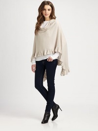 Soft cashmere, finished with a flirty ruffle, is the perfect lightweight layer all year long.Poncho stylingLonger on the sidesAbout 16½ from shoulder to hemCashmereHand wash or dry cleanImported Soft cashmere, finished with a flirty ruffle, is the perfect lightweight layer all year long.Poncho stylingLonger on the sidesAbout 16½ from shoulder to hemCashmereHand wash or dry cleanImported