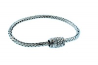 Designer Inspired Flexible Cable Bracelet with Pave Center Band Designer Inspired Flexible Cable Bracelet with Pave Center Band