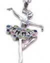 Multicolor Dress Dancing Ballerina Dancer Ballet Dance Pendant Necklace Charm Silver Tone Designer Teens Girls Pink Ballet Dress Jewelry