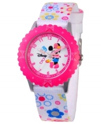 Pretty polka dots and bows! Help your kids stay on time with this fun Time Teacher watch from Disney. Featuring iconic character Minnie Mouse, the hour and minute hands are clearly labeled for easy reading. Pretty polka dots and bows! Help your kids stay on time with this fun Time Teacher watch from Disney. Featuring iconic character Minnie Mouse, the hour and minute hands are clearly labeled for easy reading.