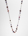 From the Bijoux Collection. A beautiful mix of semi-precious beads and sterling silver clover links on a long box link chain. Amethyst, carnelian, garnet, red tiger's eye, amber and Indian rubySterling silverLength, about 40Toggle closureImported 