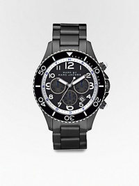 A superb everyday style unites a functional chronograph dial with sporty design and Marc's signature modern details. Round bezel Quartz movement Three-eye chronograph functionality Water resistant to 5 ATM Date function at 4 o'clock Second hand Stainless steel case: 40mm (1.57) IP bracelet: 22mm (0.87) Deployment clasp Imported A superb everyday style unites a functional chronograph dial with sporty design and Marc's signature modern details. Round bezel Quartz movement Three-eye chronograph functionality Water resistant to 5 ATM Date function at 4 o'clock Second hand Stainless steel case: 40mm (1.57) IP bracelet: 22mm (0.87) Deployment clasp Imported