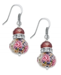 With rosette and clear glass beads, c.A.K.e. by Ali Khan's snowman-shaped earrings let your style boom. Crafted in silver tone mixed metal. Approximate drop: 1-1/2 inch. With rosette and clear glass beads, c.A.K.e. by Ali Khan's snowman-shaped earrings let your style boom. Crafted in silver tone mixed metal. Approximate drop: 1-1/2 inch.