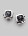 From the Albion Collection. Elegantly faceted black onyx with a smooth bezel and rope edge of sterling silver. Black onyx Sterling silver About ½ square Post-and-hinge back Made in USA