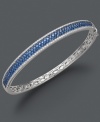 Sparkle perfect for stacking. Effy Collection's stunning bangle bracelet highlights rows of round-cut sapphires (1-3/4 ct. t.w.) and diamonds (3/8 ct. t.w.) set in 14k white gold. Approximate diameter: 2-1/2 inches.