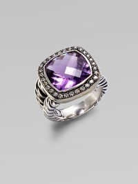 From the Moonlight Ice Collection. A beautiful amethyst stone surrounded by pavé diamonds. Amethyst Diamonds, 0.45 tcw Blackened sterling silver Size, about ½L X ½ W Imported From the Moonlight Ice Collection. A beautiful amethyst stone surrounded by pavé diamonds. Amethyst Diamonds, 0.45 tcw Blackened sterling silver Size, about ½L X ½ W Imported