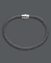 Everyone knows that black is the new black. Studio Silver's contemporary design blends perfectly with any ensemble. Chic mesh design crafted in black rhodium over sterling silver. Approximate length: 7-1/2 inches. Everyone knows that black is the new black. Studio Silver's contemporary design blends perfectly with any ensemble. Chic mesh design crafted in black rhodium over sterling silver. Approximate length: 7-1/2 inches.