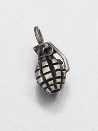 Offset your link chain necklace with a grenade-shaped charm set in antiqued and plated sterling silver for a style that exudes masculine cool.Sterling silverAbout .62 x 1.23Made in USA Offset your link chain necklace with a grenade-shaped charm set in antiqued and plated sterling silver for a style that exudes masculine cool.Sterling silverAbout .62 x 1.23Made in USA