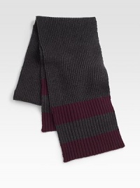 The ultimate winter essential featured in a two-tone design from luxurious merino wool and cashmere.70% wool/30% cashmere64 x 9½Dry cleanImported The ultimate winter essential featured in a two-tone design from luxurious merino wool and cashmere.70% wool/30% cashmere64 x 9½Dry cleanImported