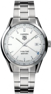 TAG Heuer Men's WV2116.BA0787 Carrera Calibre 7 Twin Time Automatic White Dial Steel Bracelet Watch TAG Heuer Men's WV2116.BA0787 Carrera Calibre 7 Twin Time Automatic White Dial Steel Bracelet Watch