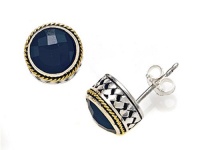 Silver and 18kt Yellow Gold Genuine Onyx Earrings by Effy Collection® Silver and 18kt Yellow Gold Genuine Onyx Earrings by Effy Collection®