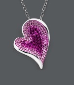 Asymmetrical and adorable. Kaleidoscope's romantic heart pendant shines in a sterling silver setting accentuated by light rose, rose, and fuchsia crystals made with Swarovski Elements. Approximate length: 18 inches. Approximate drop: 1-1/10 inches.