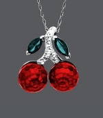 Deliciously dramatic. Add flavorful flair to your ensemble in Kaleidoscope's vibrant cherry pendant. Crafted from sterling silver, white, red, and green crystals with Swarovski elements sweeten the deal. Approximate length: 18 inches. Approximate drop: 3/4 inch. Deliciously dramatic. Add flavorful flair to your ensemble in Kaleidoscope's vibrant cherry pendant. Crafted from sterling silver, white, red, and green crystals with Swarovski elements sweeten the deal. Approximate length: 18 inches. Approximate drop: 3/4 inch.