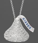 Your favorite treat sparkles bright on this Hershey's Kiss pendant in sterling silver with round-cut diamonds (1/8 ct. t.w.). Approximate length: 16 inches + 2-inch extender. Approximate drop: 3/4 inch.
