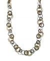 Mixed media: A combination of shiny silver tone, matte gold tone and hematite tone mixed metals makes Alfani's long circle necklace a versatile style for mixing and matching within your wardrobe. Approximate length: 36 inches.