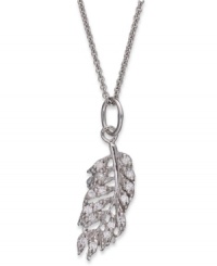 A natural choice. B. Brilliant's feather pendant sparkles with round-cut cubic zirconias (3/4 ct. t.w.) providing a lustrous touch. Crafted from sterling silver. Approximate length: 18 inches. Approximate drop: 1-1/4 inches. Approximate width: 1/2 inch.