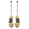Studio 925 Bingle Bangle Italian Sterling Silver with Yellow Gold Vermeil, Diamond cut Beads and Grey Spring Earrings