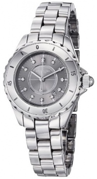 Stuhrling Original Women's 957S.12112 Leisure Ceramic Austere Quartz Swarovski Crystal Date Silver tone Watch Stuhrling Original Women's 957S.12112 Leisure Ceramic Austere Quartz Swarovski Crystal Date Silver tone Watch