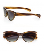 This retro style is handcrafted in shiny acetate. Available in sandalwood with green gradient polar lens. Ridged end-piece detail100% UV protectionImported 