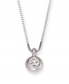 Simple sparkle is the cornerstone for elegant style. This timeless silver tone mixed metal pendant features a sparkling, clear Swarovski solitaire crystal. It dangles from a matching snake chain and can be worn for any occasion. Approximate length: 16 inches. Approximate drop: 1/2 inch.