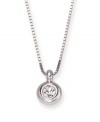 Simple sparkle is the cornerstone for elegant style. This timeless silver tone mixed metal pendant features a sparkling, clear Swarovski solitaire crystal. It dangles from a matching snake chain and can be worn for any occasion. Approximate length: 16 inches. Approximate drop: 1/2 inch.