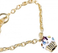 Adorable Small Juicy Inspired Gold Cupcake w/ Frosting and Sparkling Rainbow Crystal Sprinkles Charm Bracelet Adorable Small Juicy Inspired Gold Cupcake w/ Frosting and Sparkling Rainbow Crystal Sprinkles Charm Bracelet