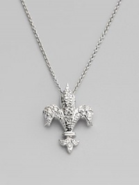 From the Tiny Treasures Collection. The graceful symbol of the French monarchy sheds some royal light everywhere, in dazzling diamonds and 18k gold. Diamonds, 0.18 tcw 18k white gold Chain length, about 18 Pendant length, about ¾ Lobster clasp Made in Italy From the Tiny Treasures Collection. The graceful symbol of the French monarchy sheds some royal light everywhere, in dazzling diamonds and 18k gold. Diamonds, 0.18 tcw 18k white gold Chain length, about 18 Pendant length, about ¾ Lobster clasp Made in Italy