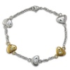 Ladies 8 Inch Stainless Steel and Gold Heart Chain Bracelet