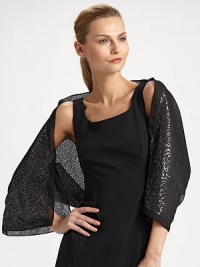 A simply chic cover-up with pretty sequins and a solid border. PolyesterAbout 9¾ X 51Dry cleanMade in Italy A simply chic cover-up with pretty sequins and a solid border. PolyesterAbout 9¾ X 51Dry cleanMade in Italy