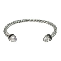 Small Stainless Steel Colored Glass Twist Cable Cuff Bracelet Small Stainless Steel Colored Glass Twist Cable Cuff Bracelet